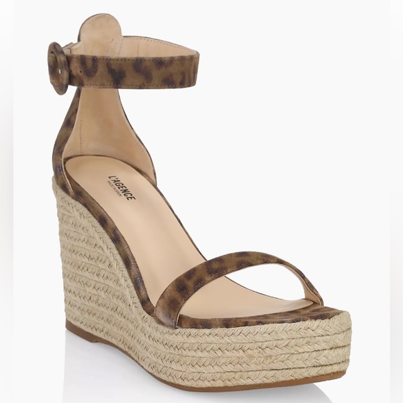 NWOT L’AGENCE Elysee Cheetah-Print Suede Espadrille Wedge Sandals Size 8.5 - Picture 1 of 11